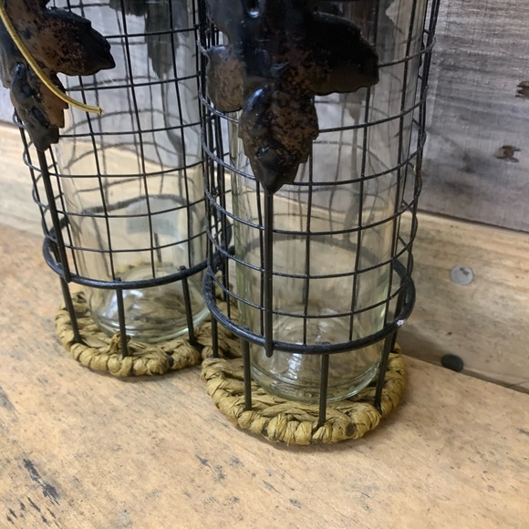 Set of Two Olive Oil Bottles with Wrought Iron Holder - Picture 6 of 7